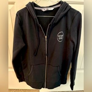 Black Victoria’s Secret zipper hoodie, size medium. Great condition.